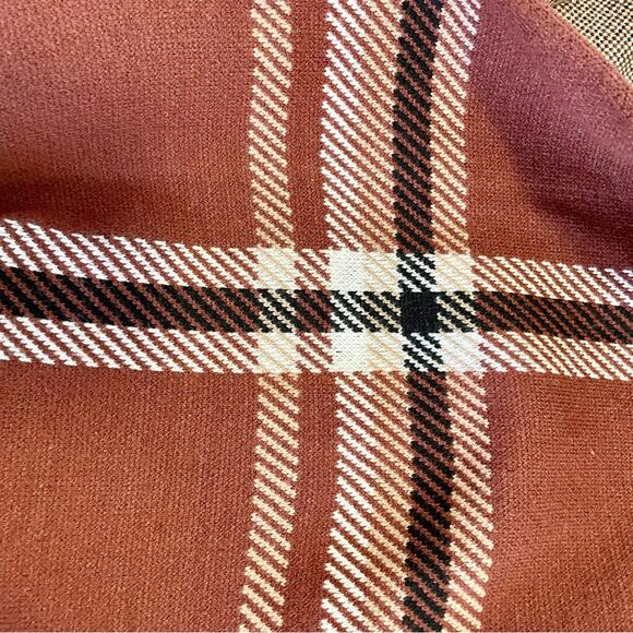 Tahari 3/4 Length Plaid Sweater Wrap Cardigan Women's XL | Rust & Brown | EUC - Picture 6 of 12